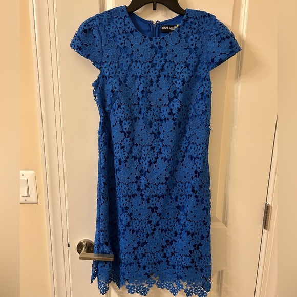 Karl Lagerfeld Royal Blue Floral Mini Dress - Picture 1 of 4